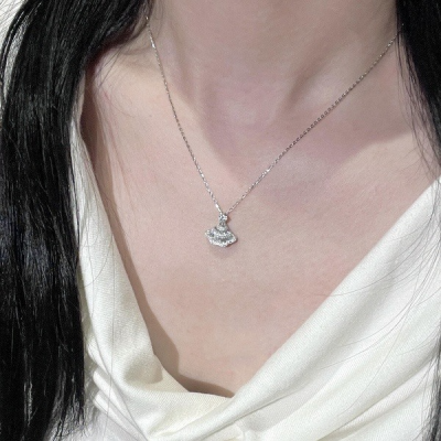Paved Fan Shape Necklace
