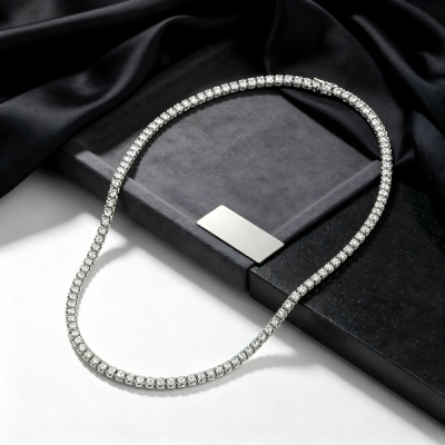 Silver Tennis Chain Necklace