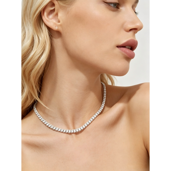 Silver Tennis Chain Necklace