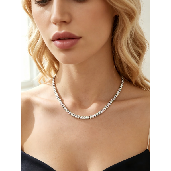 Silver Tennis Chain Necklace