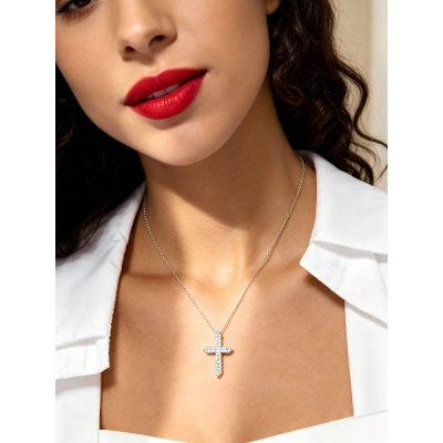 Paved Cross Pendant Necklace