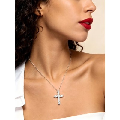 Paved Cross Pendant Necklace