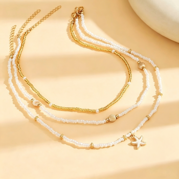 Layered Star Pearl Necklace