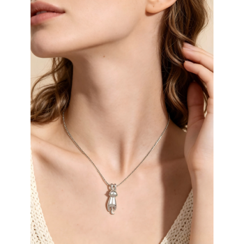 Minimal Cat Silver Necklace