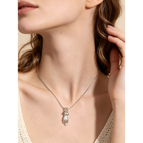 Minimal Cat Silver Necklace