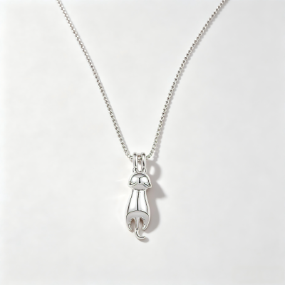 Minimal Cat Silver Necklace