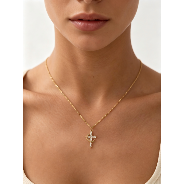 Crown Cross Diamond Necklace