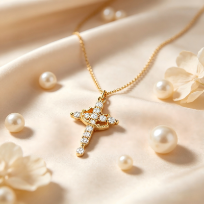 Crown Cross Diamond Necklace