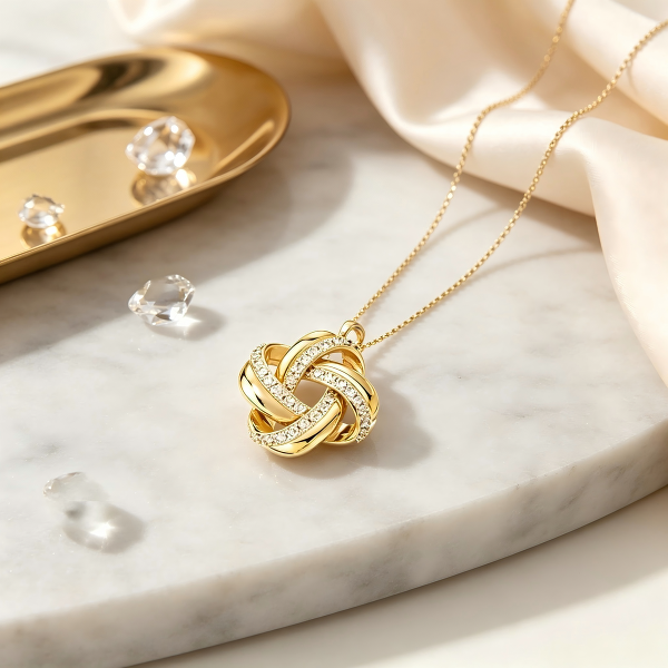 Diamond Intertwined Knot Necklace