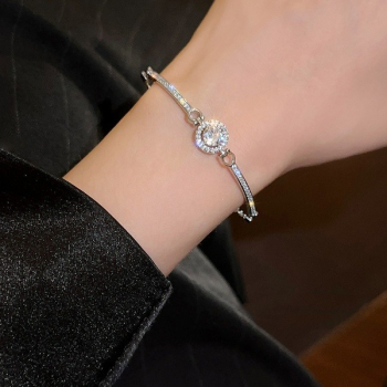 Halo Diamond Bangle Bracelet