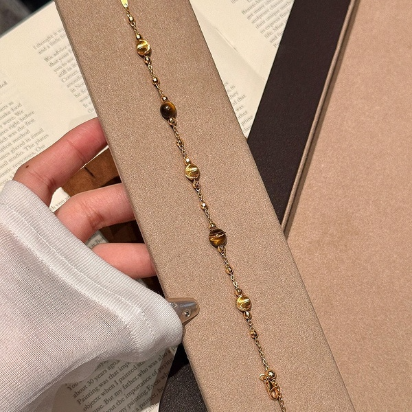 Tiger Eye Bead Gold Bracelet