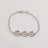 Three Daisy Silver Bracelet