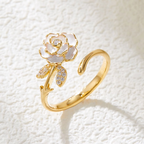 Shell Rose Open Cuff Ring
