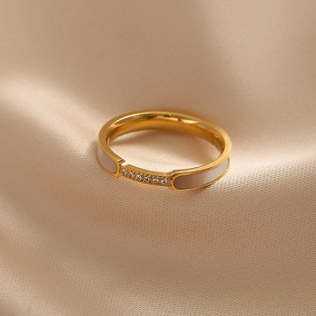 Shell Inlay Gold Band Ring