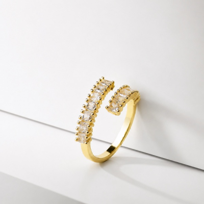 Baguette Stone Open Ring