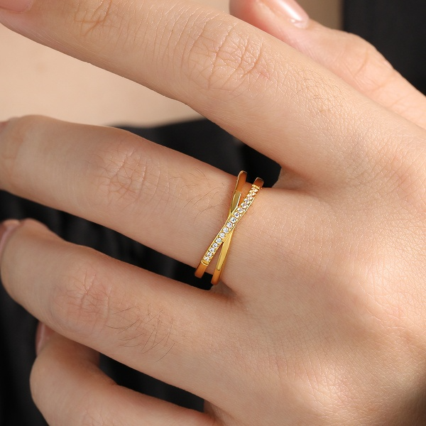 Cross Diamond Open Ring