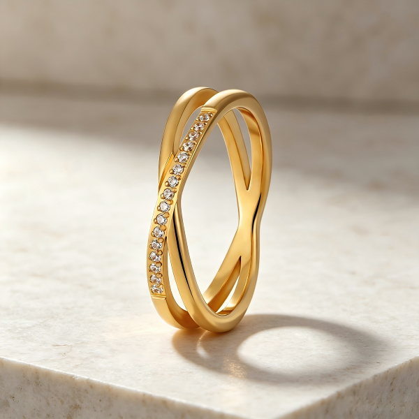 Cross Diamond Open Ring