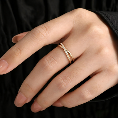 Cross Diamond Open Ring
