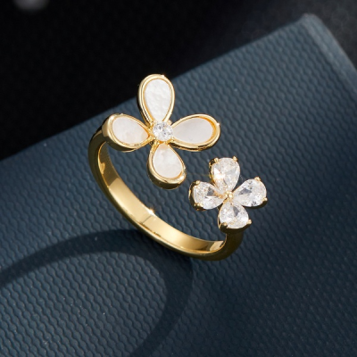 Dual Flower Shell Ring
