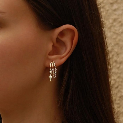 Triple Hoop Spike Tassel Earrings