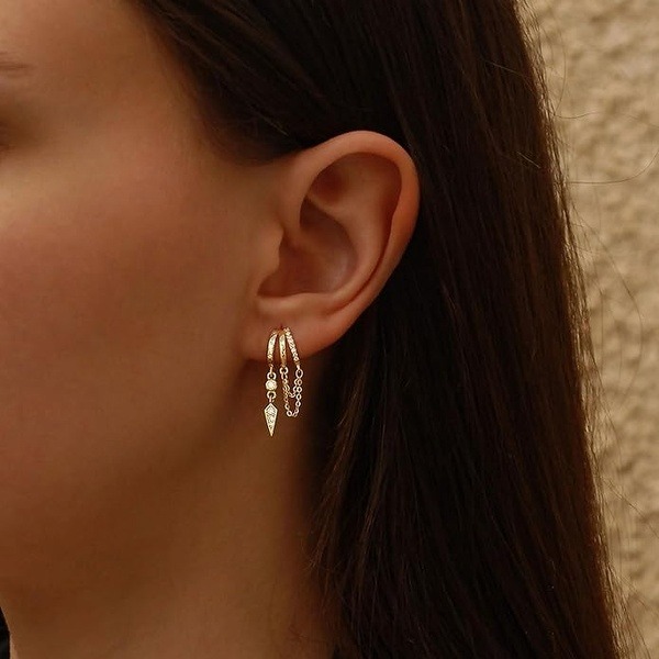 Triple Hoop Spike Tassel Earrings