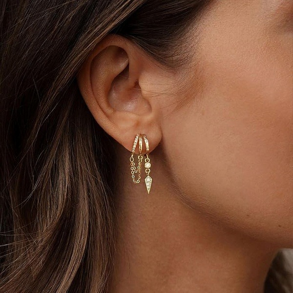 Triple Hoop Spike Tassel Earrings