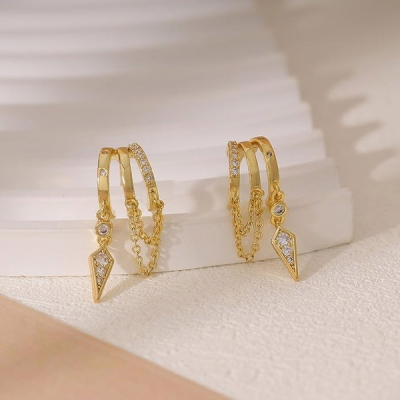 Triple Hoop Spike Tassel Earrings