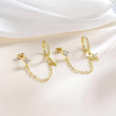 Star Chain Linked Earrings