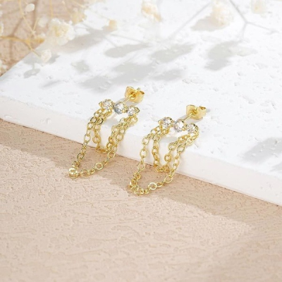 Layered Chain Drop Studs