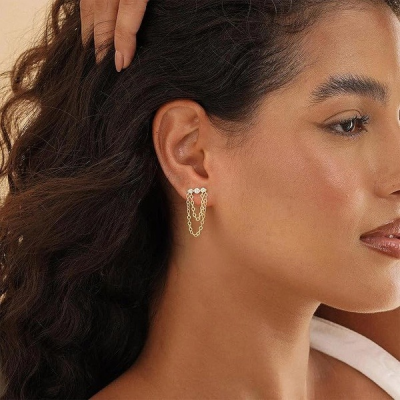 Layered Chain Drop Studs