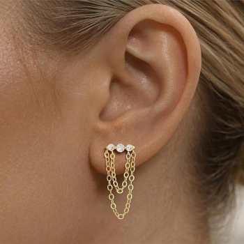 Layered Chain Drop Studs