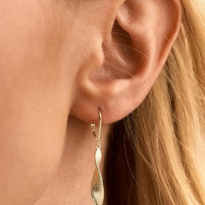 Twisted Leaf Drop Gold Earrings