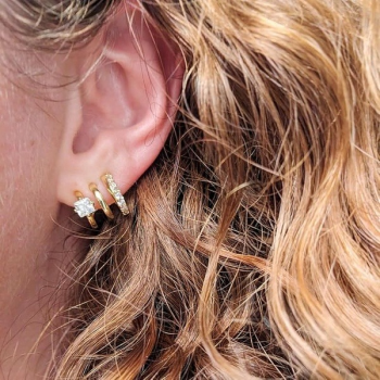 Mixed Diamond Stack Hoop Earrings