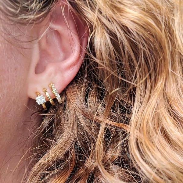 Mixed Diamond Stack Hoop Earrings