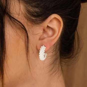 Pearl Cluster C-Hoop Earrings