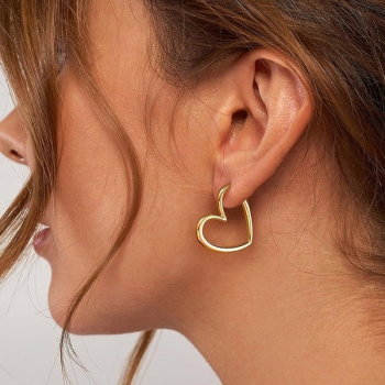Hollow Open Heart Hoop Earrings