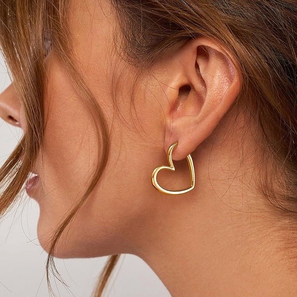 Hollow Open Heart Hoop Earrings
