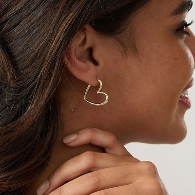 Hollow Open Heart Hoop Earrings