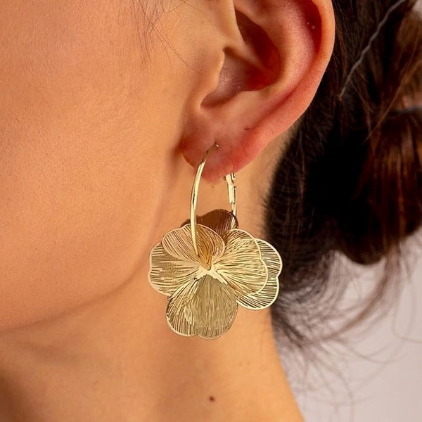 Textured Floral Drop Earrings