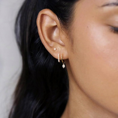 Mismatched Pearl Hoop Earrings